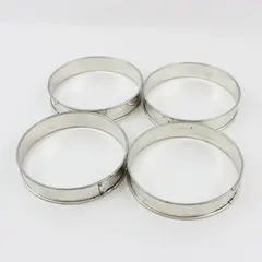 Lot of 4 Stainless Steel 6 Inch Cake Tart Rings Baking Molds