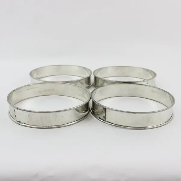 Lot of 4 Stainless Steel 6 Inch Cake Tart Rings Baking Molds