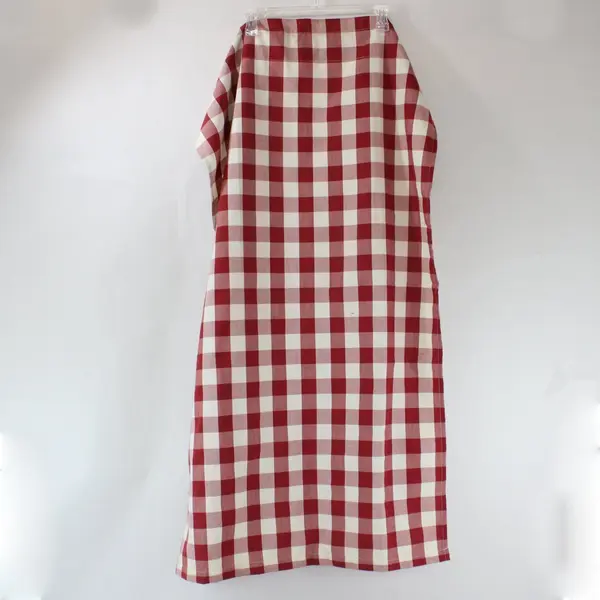 Set of 2 Red Off-White Gingham Curtain Panels 27 x 46 in FLAWED