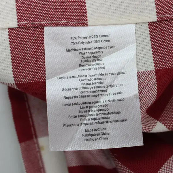 Set of 2 Red Off-White Gingham Curtain Panels 27 x 46 in FLAWED
