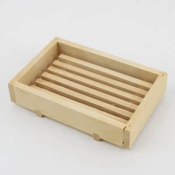 Hinoki Wood Soap Dish Tray Raised Drainage Bathroom Counter