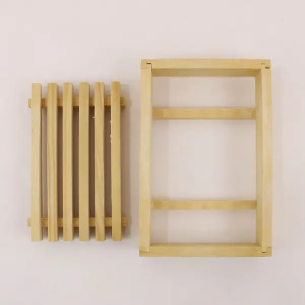 Hinoki Wood Soap Dish Tray Raised Drainage Bathroom Counter