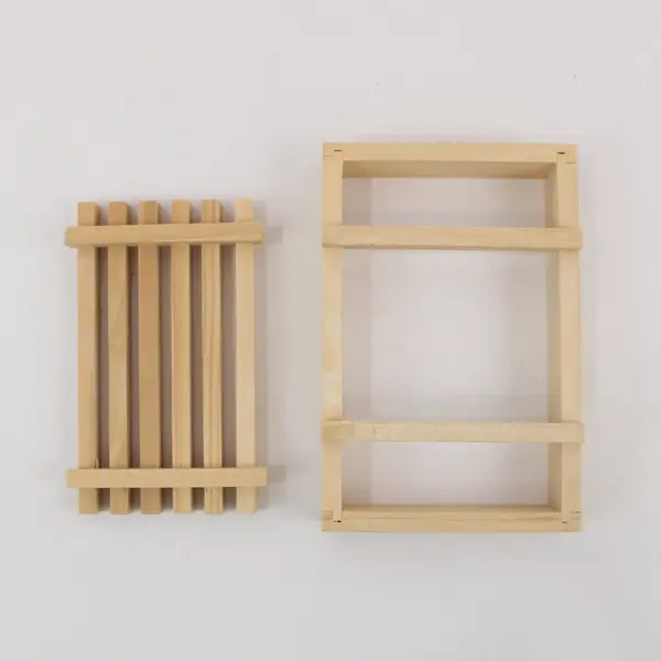Hinoki Wood Soap Dish Tray Raised Drainage Bathroom Counter
