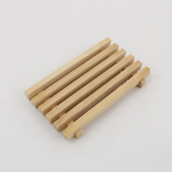 Hinoki Wood Soap Dish Tray Raised Drainage Bathroom Counter