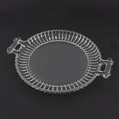 Jeannette Hobnail Clear Glass 8-Inch Round Tray With Handles