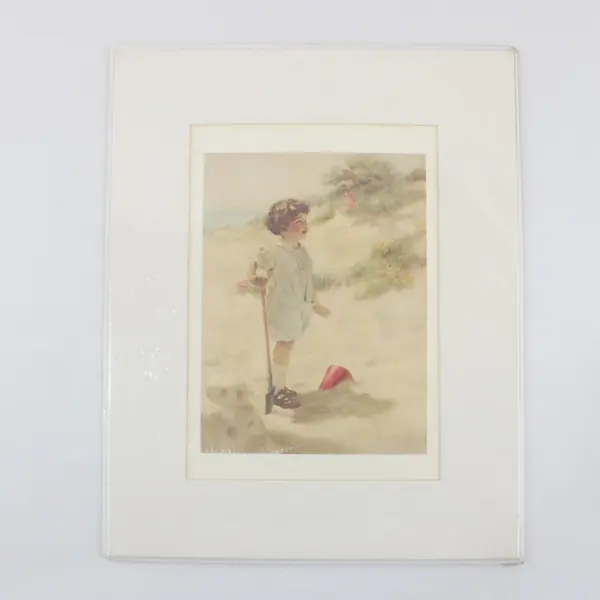 Bessie Pease Gutmann Sand Castle Matted Art Print 1985 8x10