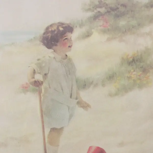 Bessie Pease Gutmann Sand Castle Matted Art Print 1985 8x10