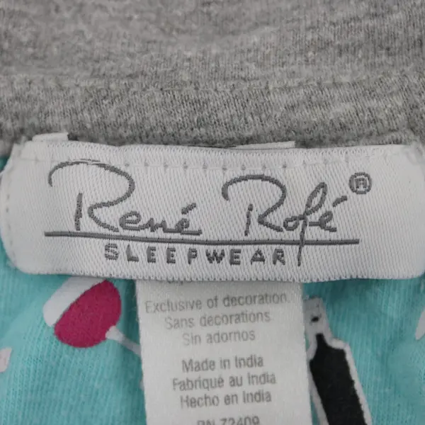 Rene Rofe Women's Sleepwear Dress Gray M V-Neck Embroidered Time to Un-Wine-d
