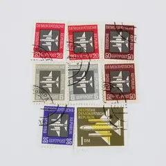 Lot Of 8 Germany DDR 1957 Scott C1-C7 Airmail Stamp Set Cancelled