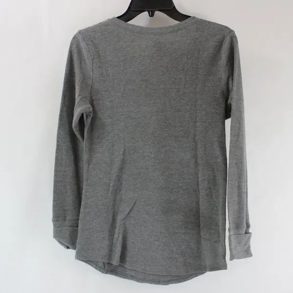 Jockey Women's Gray Ribbed Long Sleeve Henley Top Size M
