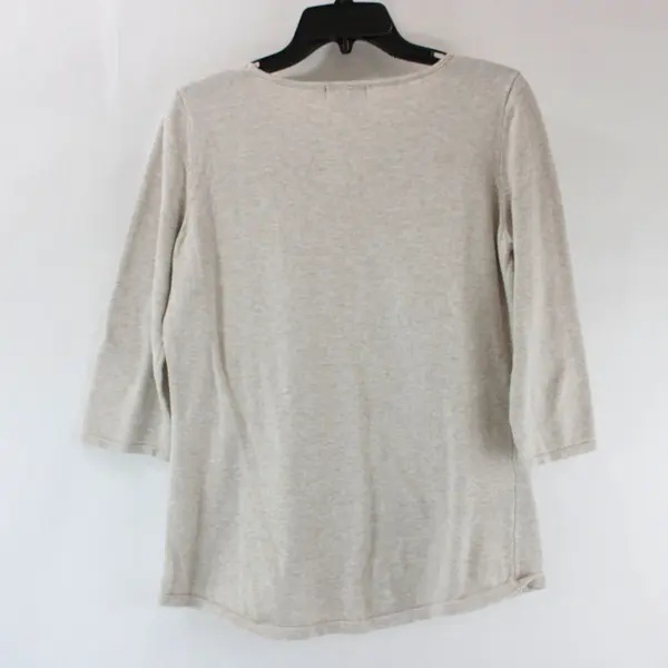 Great Northwest Indigo Women's Beige Light Gray Keyhole 3/4 Sleeve Top M