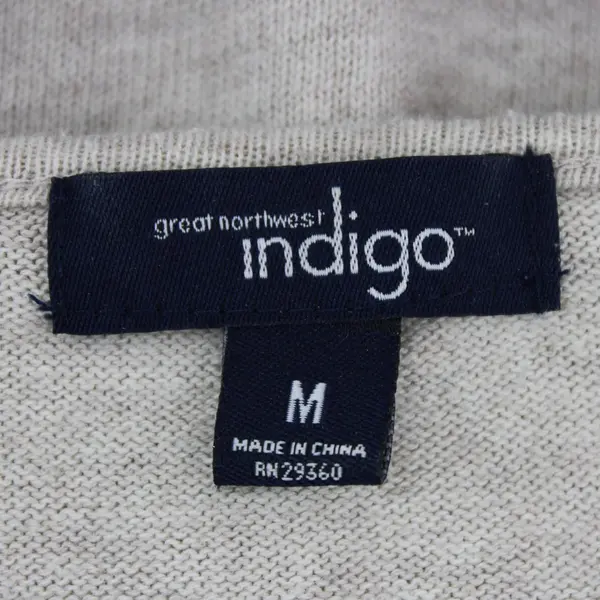 Great Northwest Indigo Women's Beige Light Gray Keyhole 3/4 Sleeve Top M
