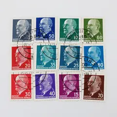 Germany DDR 1961 Walter Ulbricht 12-Stamp Canceled Set 5-80 Pfennig