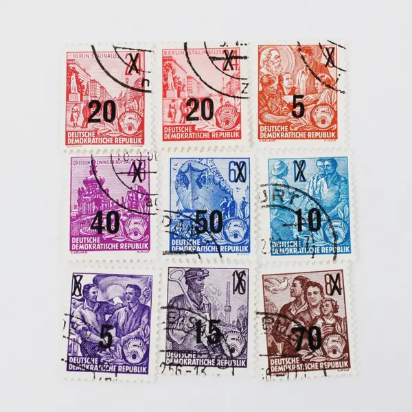 Lot Of 9 East Germany DDR 1954 5-Year Plan Industrial Overprint CTO Stamps