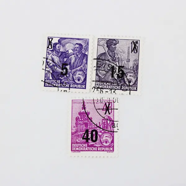 Lot Of 9 East Germany DDR 1954 5-Year Plan Industrial Overprint CTO Stamps