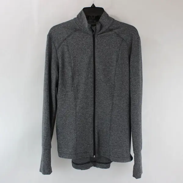 Unbranded Women's Dark Gray Space Dye Zip-Up Jacket Mock Neck Size M