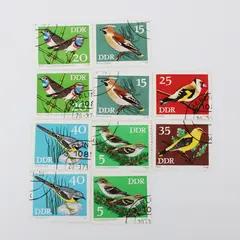 Lot Of 10 DDR Germany 1973 Protected Birds Postage Stamps Used