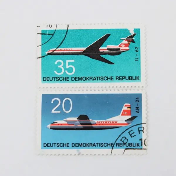 Lot Of 7 Germany DDR 1972 Interflug Aviation Aircraft Helicopter Stamps Used