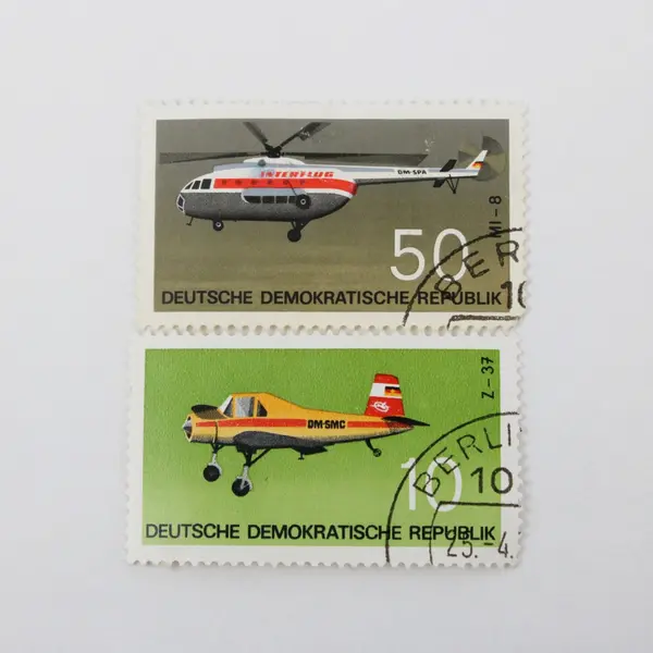 Lot Of 7 Germany DDR 1972 Interflug Aviation Aircraft Helicopter Stamps Used