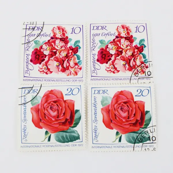 Lot Of 10 East Germany DDR 1972 Roses Flowers Stamps Cancelled SC #1378-1383