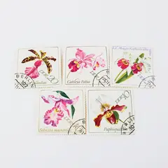 Lot of 5 Germany DDR 1968 Orchids Used Postage Stamps