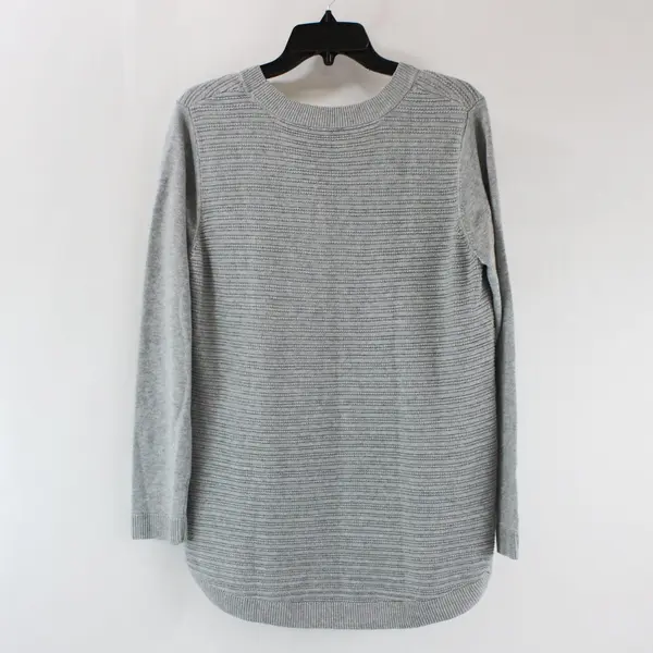 Hilary Radley Women's Medium Gray V-Neck Textured Knit Sweater