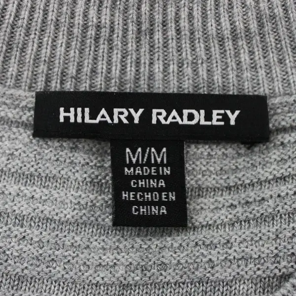 Hilary Radley Women's Medium Gray V-Neck Textured Knit Sweater