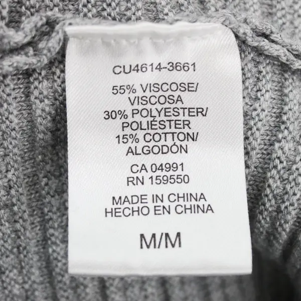 Hilary Radley Women's Medium Gray V-Neck Textured Knit Sweater