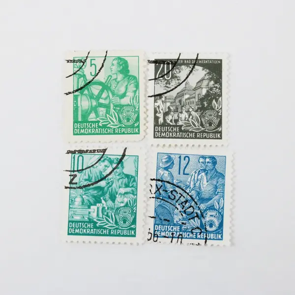 Lot Of 10 Germany DDR 1953 Used 5 Year Plan Stamps 1/5/6/8/10/12/15/16/20/24pf