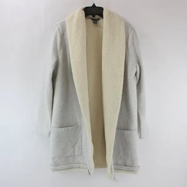 Eddie Bauer Women's Sherpa Lined Cardigan Sweatshirt Gray Size M