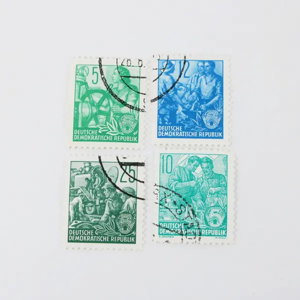Set of 10 DDR East Germany 5 Year Plan Stamps Used 1/5/6/8/10/12/15/16/25/30pf