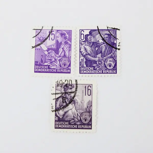 Set of 10 DDR East Germany 5 Year Plan Stamps Used 1/5/6/8/10/12/15/16/25/30pf