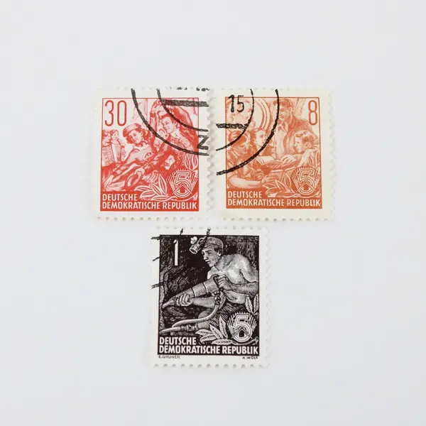 Set of 10 DDR East Germany 5 Year Plan Stamps Used 1/5/6/8/10/12/15/16/25/30pf