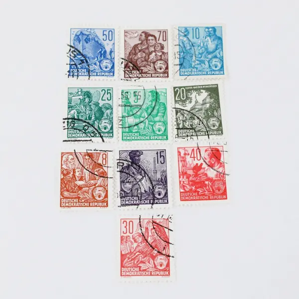 Set of 10 DDR East Germany 1950s Used Stamps 5-70 Pfennig