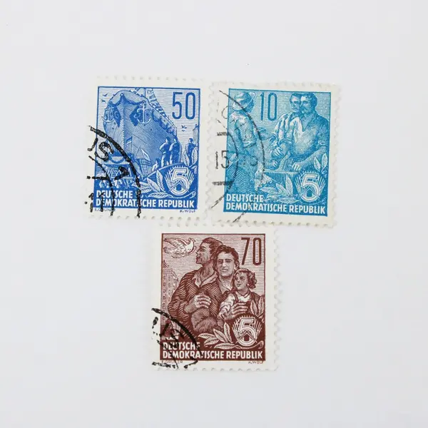 Set of 10 DDR East Germany 1950s Used Stamps 5-70 Pfennig