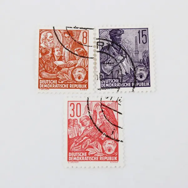 Set of 10 DDR East Germany 1950s Used Stamps 5-70 Pfennig