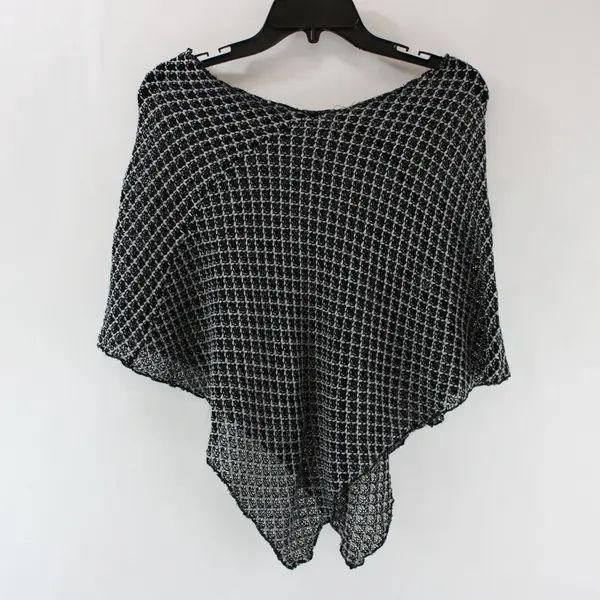 Susan Lawrence Women's Black Gray Knit Poncho One Size