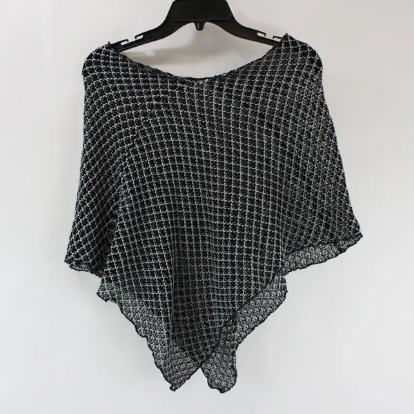 Susan Lawrence Women's Black Gray Knit Poncho One Size