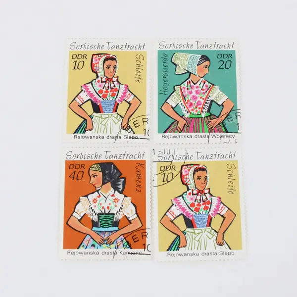 Set of 4 Germany DDR 1971 Sorbian Dance Costumes Used Postage Stamps 