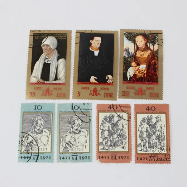 Lot of 7 East Germany DDR Used Postage Stamps Art Portraits 1971-1972