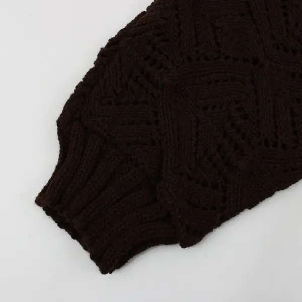 Questions By Say What? Women's Brown Crochet Open Front Cardigan S/M