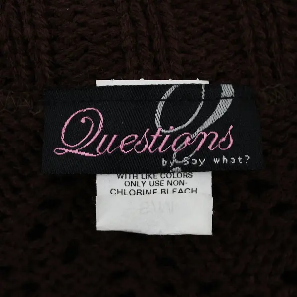 Questions By Say What? Women's Brown Crochet Open Front Cardigan S/M