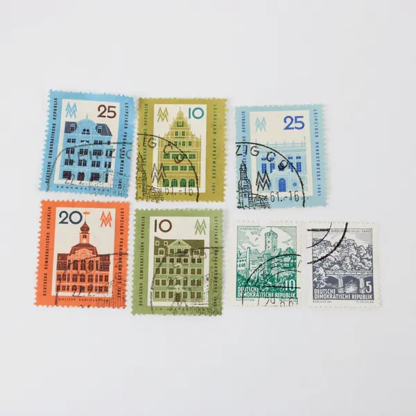 Lot Of 7 DDR Germany 1960s Postage Stamps Used Architectural Buildings 