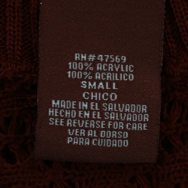 Spunky Brown Crochet Poncho Sweater Women's Size S