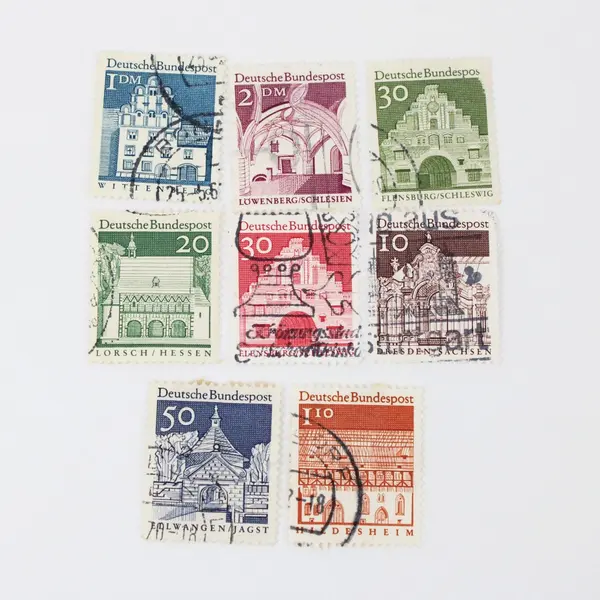Lot Of 8 Germany Deutsche Bundespost 1966 Historical Buildings Used Stamps 