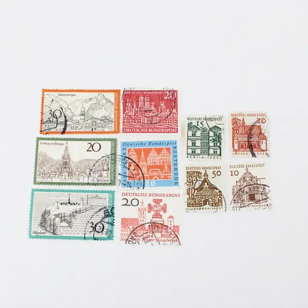 Lot of 10 Vintage Germany Deutsche Bundespost Cancelled Architecture Stamps