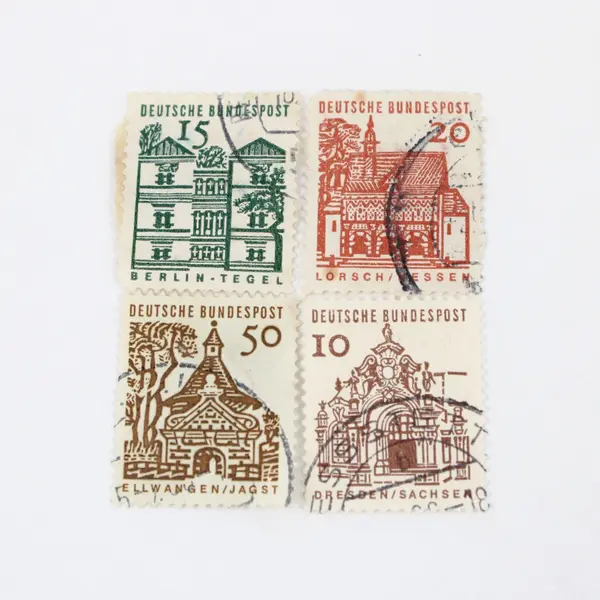 Lot of 10 Vintage Germany Deutsche Bundespost Cancelled Architecture Stamps