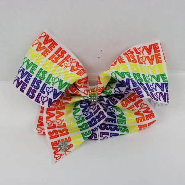 H.E.R. Love Is Love Rainbow Pride Hair Bow Girls Large