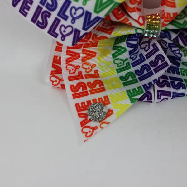 H.E.R. Love Is Love Rainbow Pride Hair Bow Girls Large