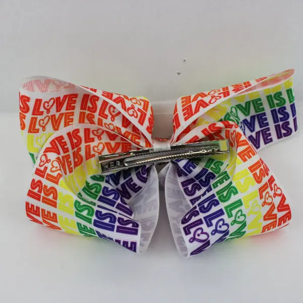 H.E.R. Love Is Love Rainbow Pride Hair Bow Girls Large